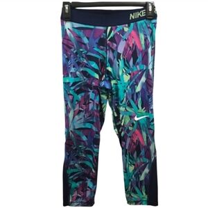 Nike Pro Dri-Fit Tropical Multicolored Patterned cropped Capri leggings Sz MED